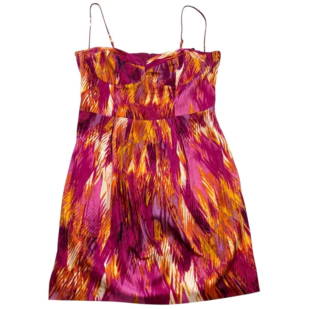 Bisou Bisou Strapless Sheath Dress Size 16 Pink Orange Abstract Cocktail Dress - Picture 4 of 10